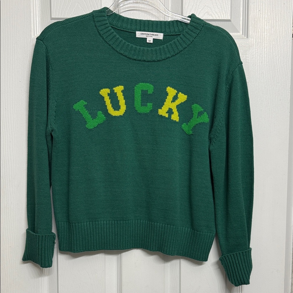 Grayson Threads Green and Yellow 'Lucky' Sweater